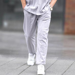 Striped Button Up Shirt & Trousers Set // Gray (XS)