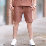 Crewneck T-Shirt & Shorts Basic Set // Brown (XL)