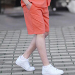 Basic Button Up Shirt & Shorts Set // Orange (L)