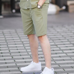 Basic Button Up Shirt & Shorts Set // Green (S)