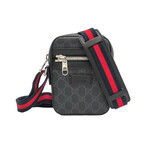 Gucci // Canvas + Leather GG Supreme Webline Shoulder Bag // Black + Gray // Pre-Owned