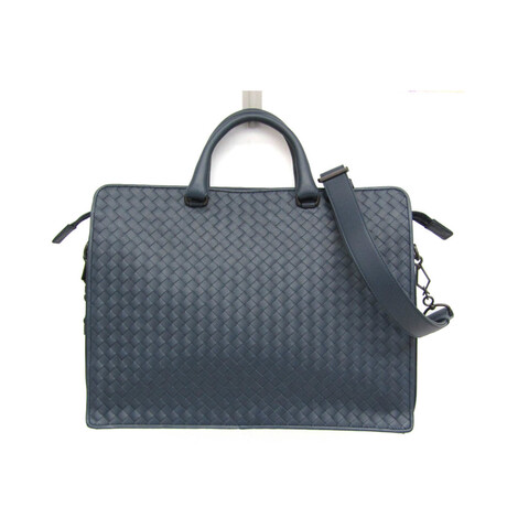 Bottega Veneta // Leather Intrecciato Briefcase // Navy // Pre-Owned