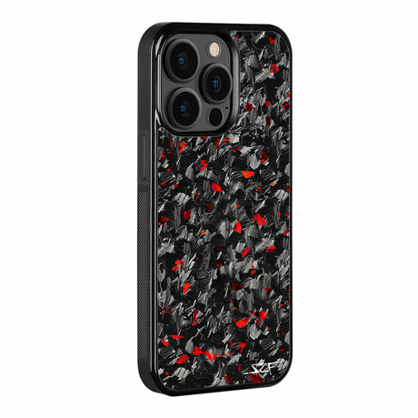 Real Forged Carbon Fiber Phone Case // CLASSIC Series // iPhone 14 Pro (Red Flake)