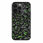 Real Forged Carbon Fiber Phone Case // CLASSIC Series // iPhone 13 Pro (Green Flake)