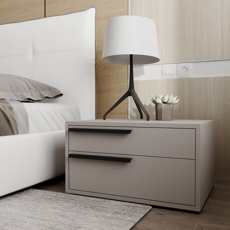 Carter Left Nightstand In Taupe Matte.