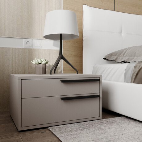 Carter Right Nightstand In Taupe Matte.