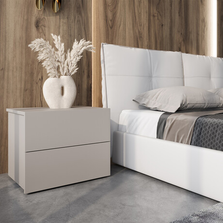 Ayla Nightstand In Taupe Matte.