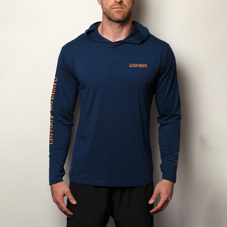 Men's Bamboo Hooded Sun Shirt // UPF 45 UV Protection // Navy Blue (XS)