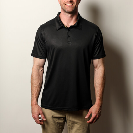 Men's Polyester Lightweight Polo Shirt // UPF 50+ UV Protection // Obsidian (XS)