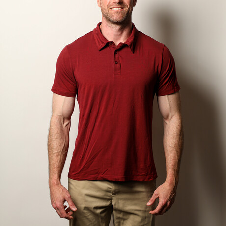 Men's Bamboo Performance Polo Shirt // UPF 50+ UV Protection // Hazard Red (XS)