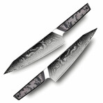 Damascus Steel Knife Set // Set of 5 // Digital Camo