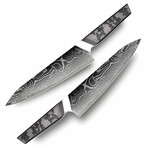 Damascus Steel Knife Set // Set of 5 // Digital Camo