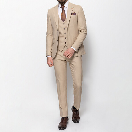 3-Piece Slim Fit Suit // Beige (Euro: 44)
