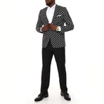 2-Piece Polka Dots Slim Fit Suit // Black + White (Euro: 48)