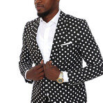 2-Piece Polka Dots Slim Fit Suit // Black + White (Euro: 56)