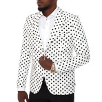 2-Piece Polka Dots Slim Fit Suit // White + Black (Euro: 56)