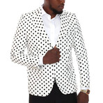 2-Piece Polka Dots Slim Fit Suit // White + Black (Euro: 54)