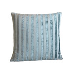French Turquoise Velvet Striped Pillow