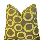 Contemporary Green Cut Velvet Pillows, Pair