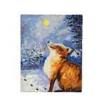Red Fox And Moon Snowy Landscape Painting