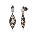 Sterling Silver Moonstone + Champagne Diamonds Drop Earrings // New