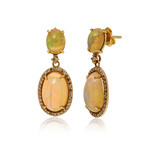 18K Yellow Gold Diamond Drop Earrings // New