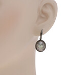 Sterling Silver Moonstone + Diamond Drop Earrings // New
