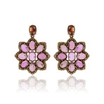 18K Rose Gold Pink Tourmaline + Diamond Drop Earrings // New