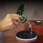 MaxCharge 3-in-1 Wireless Charging Stand with 15W Magnetic Wireless Fast Charge
