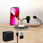 MaxCharge 3-in-1 Wireless Charging Stand with 15W Magnetic Wireless Fast Charge