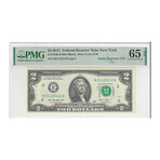 2013 $ 2 Federal Reserve New York RADAR/REPEATER  B  21122112 A  PMG 65 EPQ