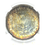 1883 O Morgan Dollar with IRIDIUM TONING NGC MS 64  # 008  holdered backwards best side