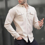 Comfortable Fit Long Sleeve Shirt // Beige (XL)