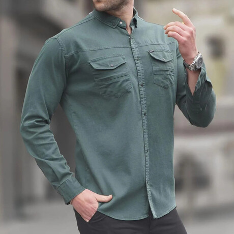 Comfortable Fit Long Sleeve Shirt // Khaki (S)