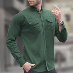 Comfortable Fit Long Sleeve Shirt // Dark Green (XL)