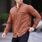 Comfortable Fit Long Sleeve Shirt // Brown (2XL)