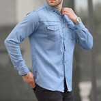 Comfortable Fit Long Sleeve Shirt // Ke-Blue (2XL)
