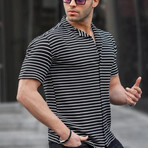 Striped Short Sleeve Shirt // Black (M)