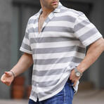 Striped Short Sleeve Shirt // Gray Stripes (L)