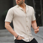 Striped Short Sleeve Shirt // White (XL)