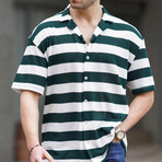 Striped Short Sleeve Shirt // Emerald (M)