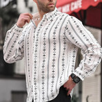 Patterned Long Sleeve Oversize Shirt // Smoked (2XL)