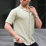 Striped Short Sleeve Shirt // Mint (L)