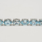 Sterling Silver Oval Cut Genuine Blue Topaz 51ct Tennis Bracelet