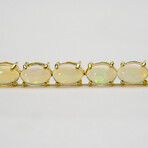 Gold Wash Sterling Silver Cabochon Cut Genuine Opal 13ct Tennis Bracelet
