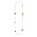 18K Rose Gold Mother of Pearl + Diamond Station Necklace // 34" // New