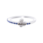 18K White Gold Diamond + Blue Sapphire Butterfly Ring // Ring Size: 7.75 // New