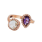 18K Rose Gold Amethyst + Diamond Wrap Ring // Ring Size: 7 // New
