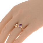 18K Rose Gold Amethyst + Diamond Wrap Ring // Ring Size: 7 // New