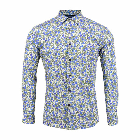 Button Up Long Sleeve Nigel Floral // Stone Blue (S)